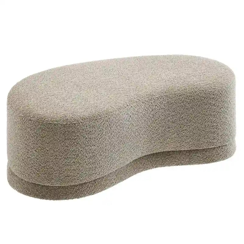 Panca Pouf Rivestita in Velluto, Avena/Ardesia/Crema/Salvia, Seduta Singola, 122 cm L