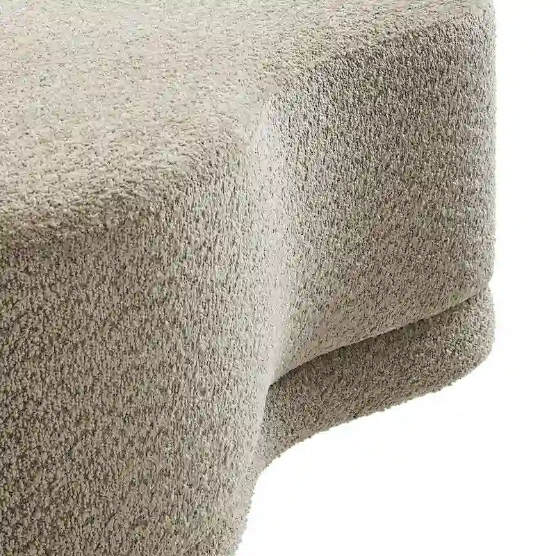 Panca Pouf Rivestita in Velluto, Avena/Ardesia/Crema/Salvia, Seduta Singola, 122 cm L