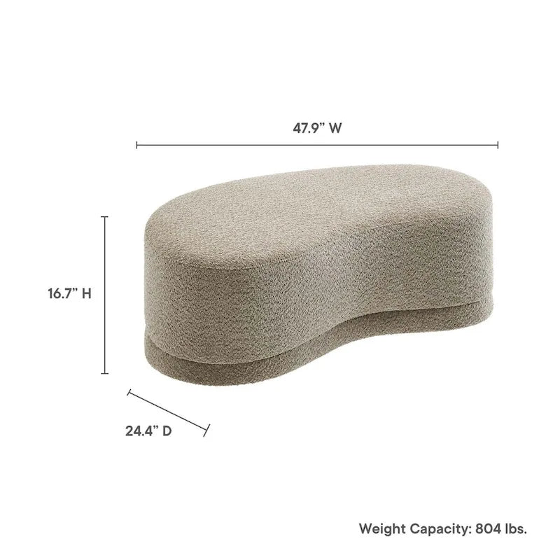 Panca Pouf Rivestita in Velluto, Avena/Ardesia/Crema/Salvia, Seduta Singola, 122 cm L