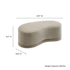 Panca Pouf Rivestita in Velluto, Avena/Ardesia/Crema/Salvia, Seduta Singola, 122 cm L