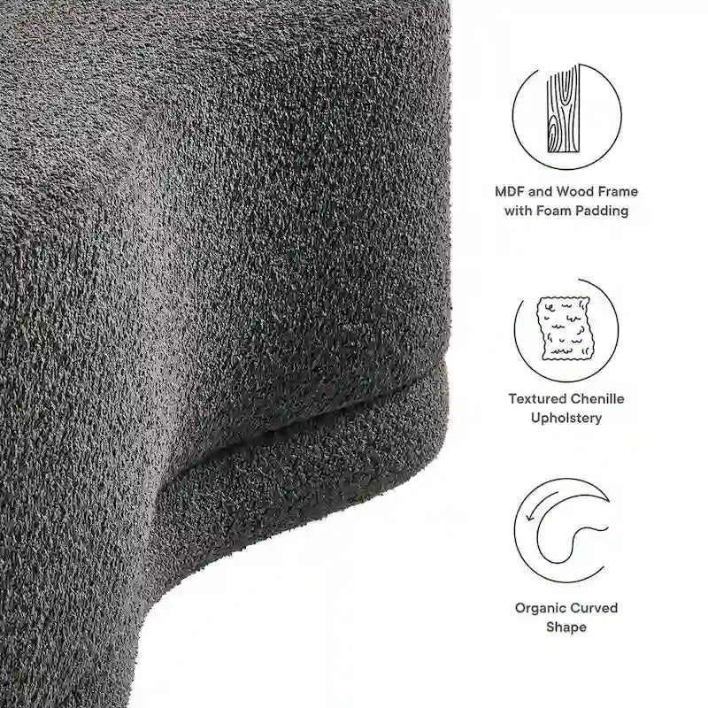 Panca Pouf Rivestita in Velluto, Avena/Ardesia/Crema/Salvia, Seduta Singola, 122 cm L
