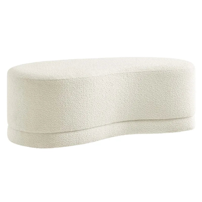 Panca Pouf Rivestita in Velluto, Avena/Ardesia/Crema/Salvia, Seduta Singola, 122 cm L