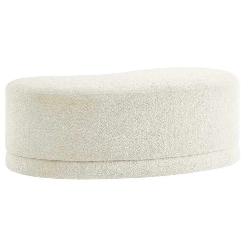 Panca Pouf Rivestita in Velluto, Avena/Ardesia/Crema/Salvia, Seduta Singola, 122 cm L