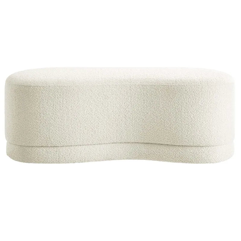 Panca Pouf Rivestita in Velluto, Avena/Ardesia/Crema/Salvia, Seduta Singola, 122 cm L