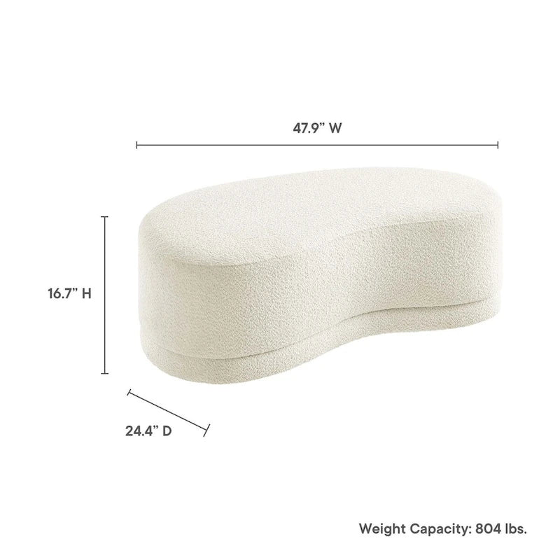 Panca Pouf Rivestita in Velluto, Avena/Ardesia/Crema/Salvia, Seduta Singola, 122 cm L