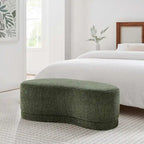 Panca Pouf Rivestita in Velluto, Avena/Ardesia/Crema/Salvia, Seduta Singola, 122 cm L