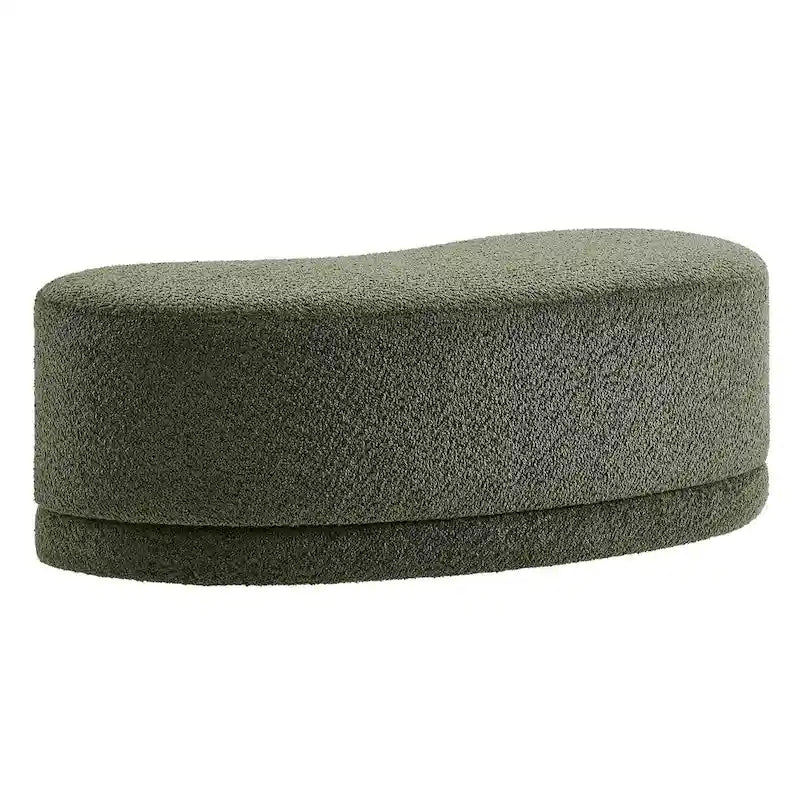 Panca Pouf Rivestita in Velluto, Avena/Ardesia/Crema/Salvia, Seduta Singola, 122 cm L