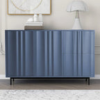 Mobile Contenitore Fantasia Onde Blu Navy/Bianco, 2 Ante e 2 Cassetti, Uso Singolo