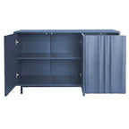 Mobile Contenitore Fantasia Onde Blu Navy/Bianco, 2 Ante e 2 Cassetti, Uso Singolo