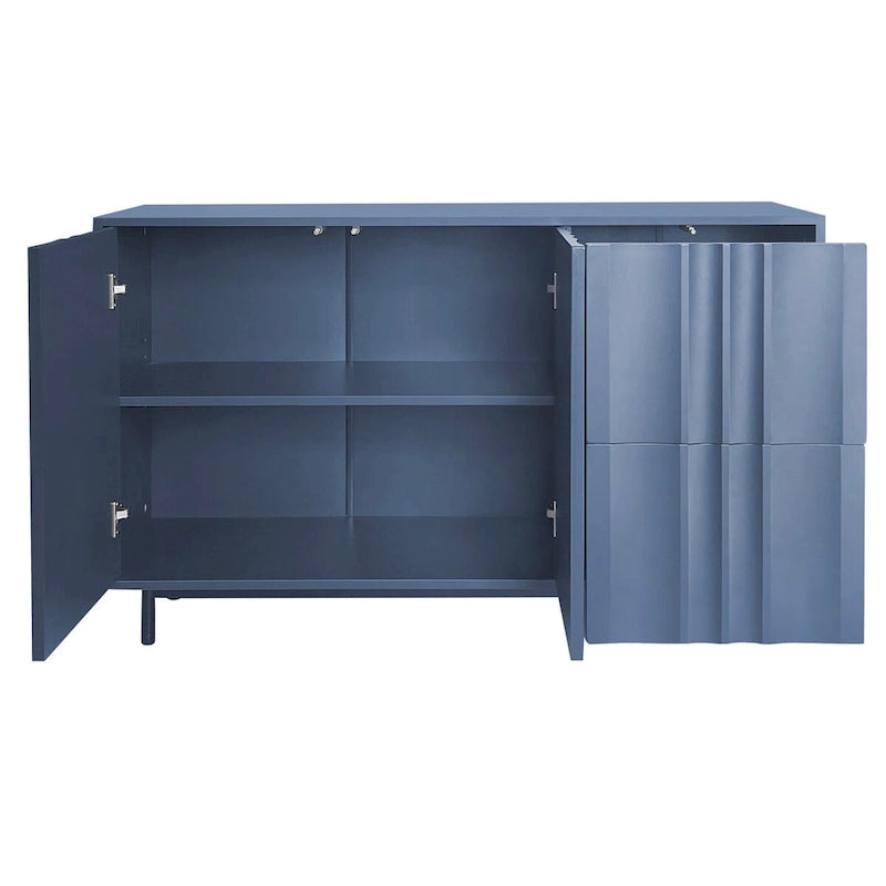 Mobile Contenitore Fantasia Onde Blu Navy/Bianco, 2 Ante e 2 Cassetti, Uso Singolo
