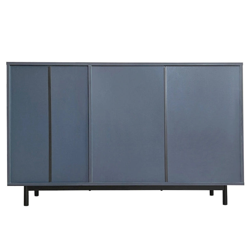 Mobile Contenitore Fantasia Onde Blu Navy/Bianco, 2 Ante e 2 Cassetti, Uso Singolo