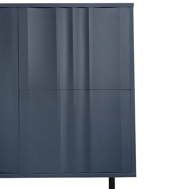 Mobile Contenitore Fantasia Onde Blu Navy/Bianco, 2 Ante e 2 Cassetti, Uso Singolo