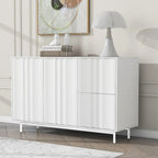 Mobile Contenitore Fantasia Onde Blu Navy/Bianco, 2 Ante e 2 Cassetti, Uso Singolo