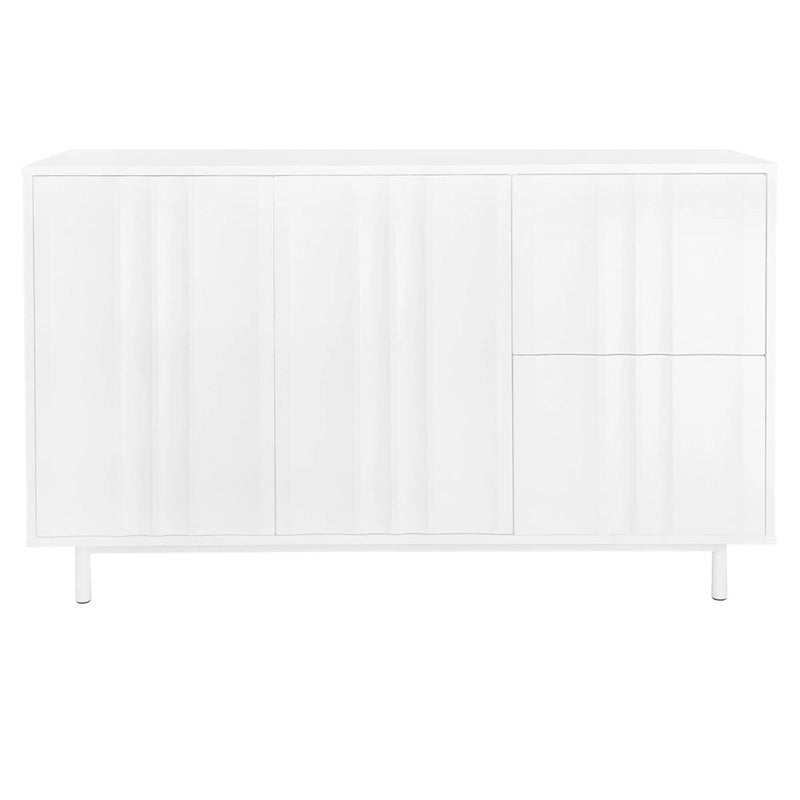 Mobile Contenitore Fantasia Onde Blu Navy/Bianco, 2 Ante e 2 Cassetti, Uso Singolo