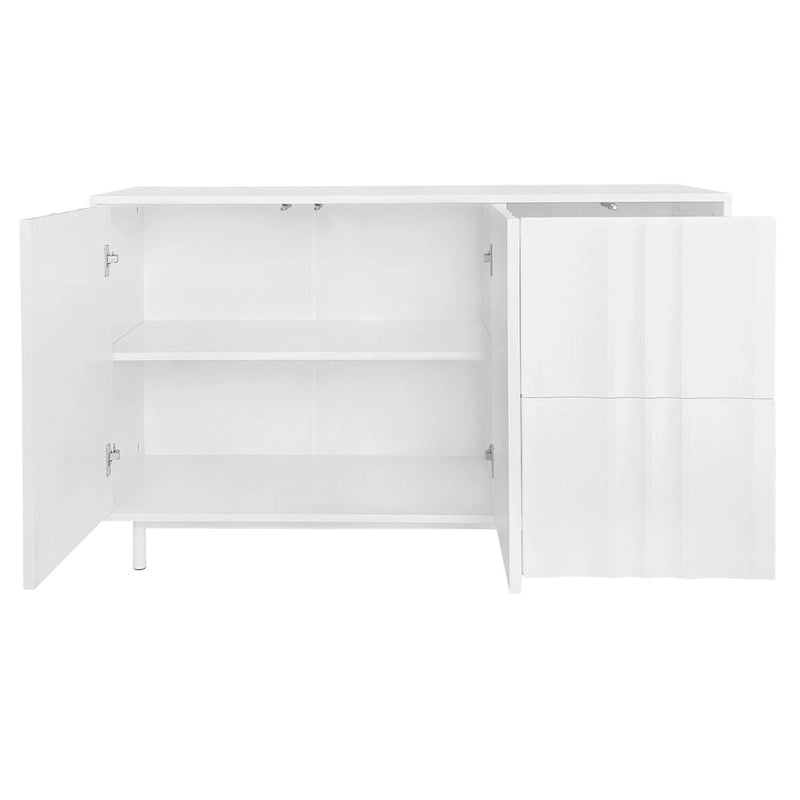 Mobile Contenitore Fantasia Onde Blu Navy/Bianco, 2 Ante e 2 Cassetti, Uso Singolo