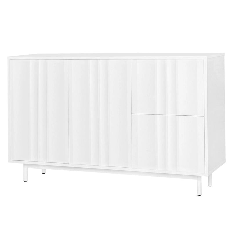 Mobile Contenitore Fantasia Onde Blu Navy/Bianco, 2 Ante e 2 Cassetti, Uso Singolo