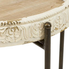Tavolino d'appoggio bianco con ripiano in legno, stile rustico, per 1 persona