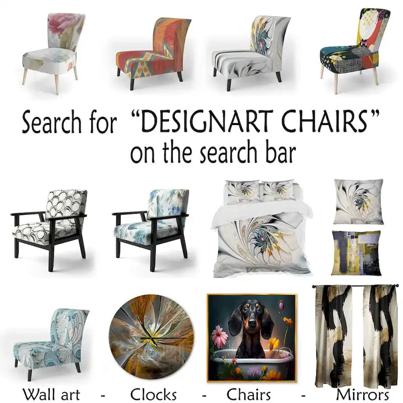 Poltrona decorativa con motivo astratto viola e verde, seduta singola – Stile con braccioli / laterale / senza braccioli