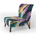Poltrona decorativa con motivo astratto viola e verde, seduta singola – Stile con braccioli / laterale / senza braccioli