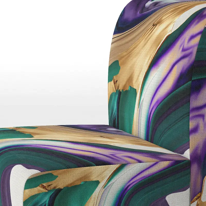Poltrona decorativa con motivo astratto viola e verde, seduta singola – Stile con braccioli / laterale / senza braccioli