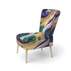 Poltrona decorativa con motivo astratto viola e verde, seduta singola – Stile con braccioli / laterale / senza braccioli