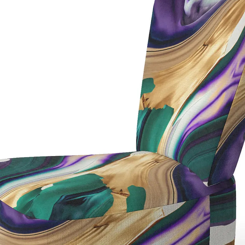 Poltrona decorativa con motivo astratto viola e verde, seduta singola – Stile con braccioli / laterale / senza braccioli