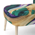 Poltrona decorativa con motivo astratto viola e verde, seduta singola – Stile con braccioli / laterale / senza braccioli