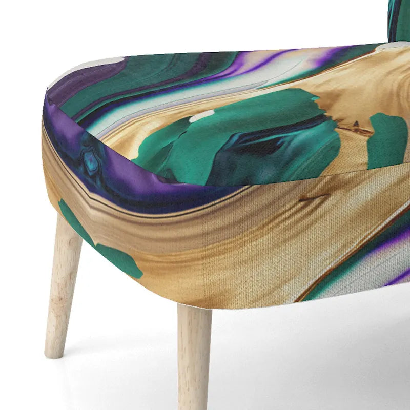 Poltrona decorativa con motivo astratto viola e verde, seduta singola – Stile con braccioli / laterale / senza braccioli
