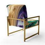 Poltrona decorativa con motivo astratto viola e verde, seduta singola – Stile con braccioli / laterale / senza braccioli