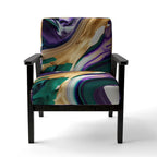 Poltrona decorativa con motivo astratto viola e verde, seduta singola – Stile con braccioli / laterale / senza braccioli