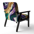 Poltrona decorativa con motivo astratto viola e verde, seduta singola – Stile con braccioli / laterale / senza braccioli