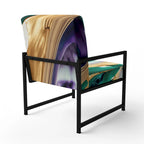 Poltrona decorativa con motivo astratto viola e verde, seduta singola – Stile con braccioli / laterale / senza braccioli