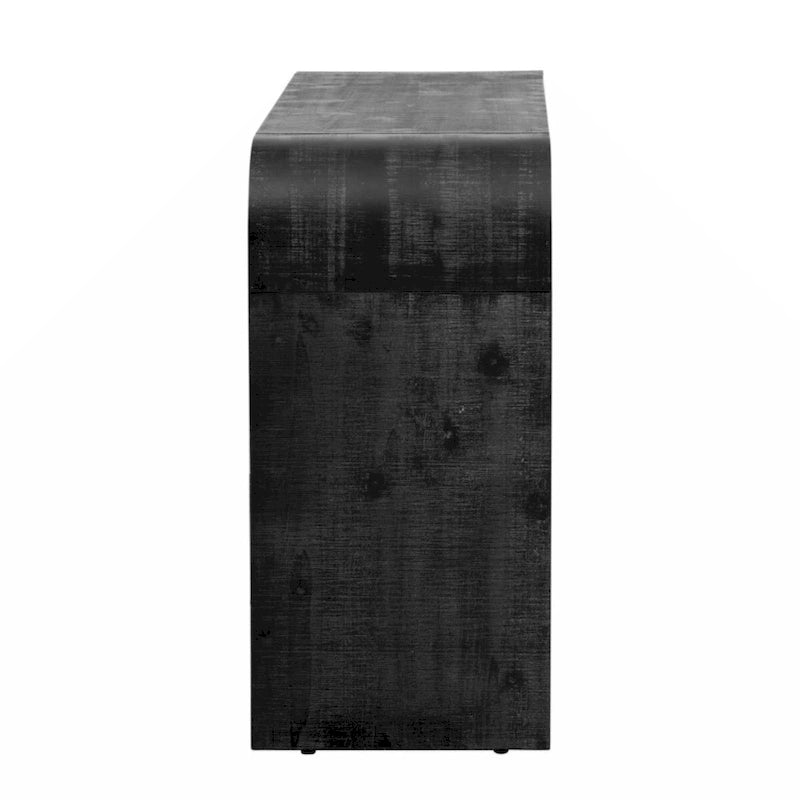 Consolle retrò in legno naturale/nero anticato con 2 cassetti