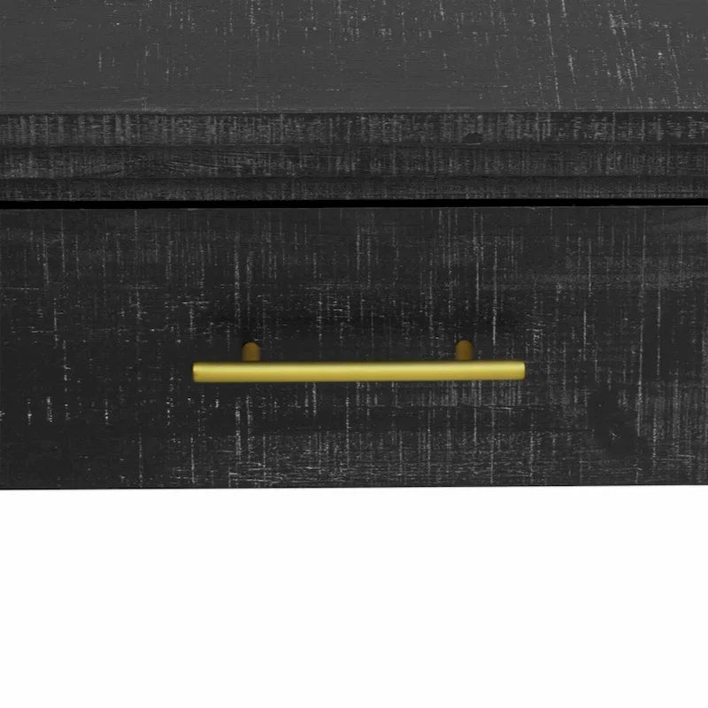 Consolle retrò in legno naturale/nero anticato con 2 cassetti