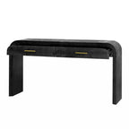 Consolle retrò in legno naturale/nero anticato con 2 cassetti