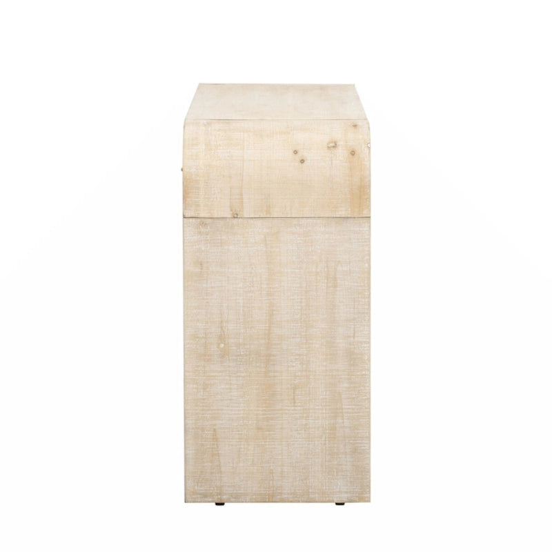 Consolle retrò in legno naturale/nero anticato con 2 cassetti