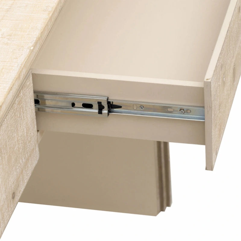 Consolle retrò in legno naturale/nero anticato con 2 cassetti