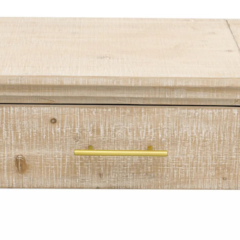 Consolle retrò in legno naturale/nero anticato con 2 cassetti