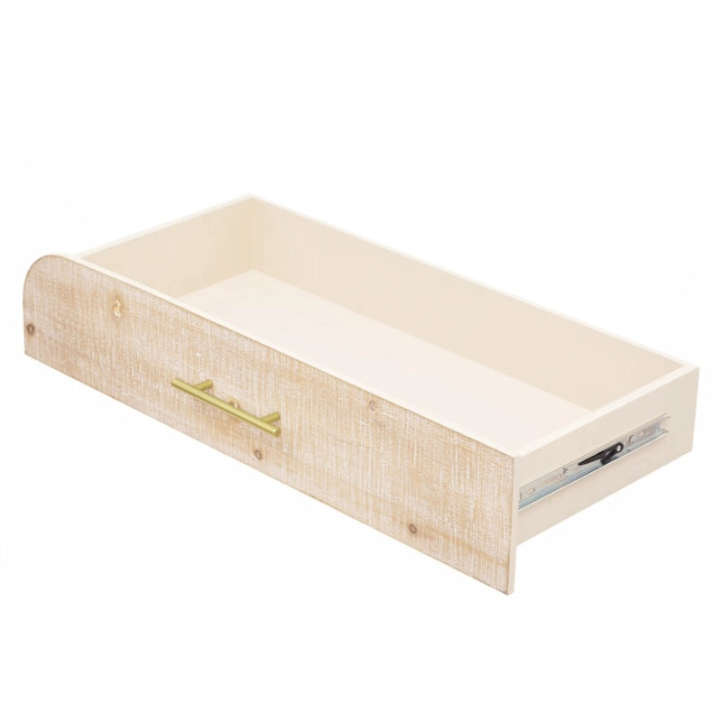 Consolle retrò in legno naturale/nero anticato con 2 cassetti
