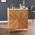Mobile bar Mid-Century Gold con finitura in legno, singolo