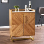 Mobile bar Mid-Century Gold con finitura in legno, singolo