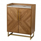 Mobile bar Mid-Century Gold con finitura in legno, singolo