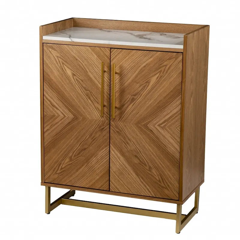 Mobile bar Mid-Century Gold con finitura in legno, singolo
