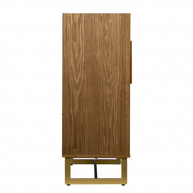 Mobile bar Mid-Century Gold con finitura in legno, singolo