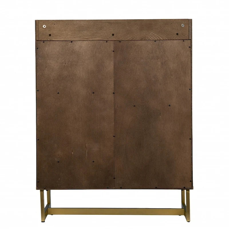 Mobile bar Mid-Century Gold con finitura in legno, singolo