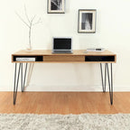 Scrivania in rovere con gambe in filo metallico, stile contemporaneo, singola