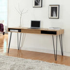 Scrivania in rovere con gambe in filo metallico, stile contemporaneo, singola
