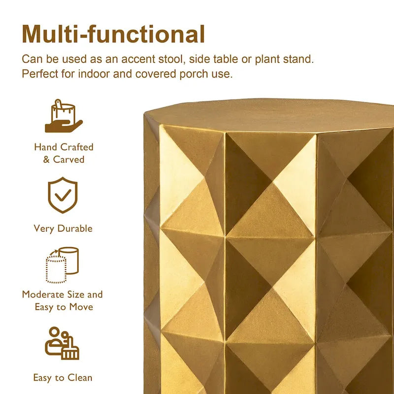 Sgabello/Tavolino d'appoggio geometrico dorato per 1 persona