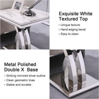 Tavolino/tavolo da appoggio con ripiano in marmo nero/grigio e base in metallo a X per 1