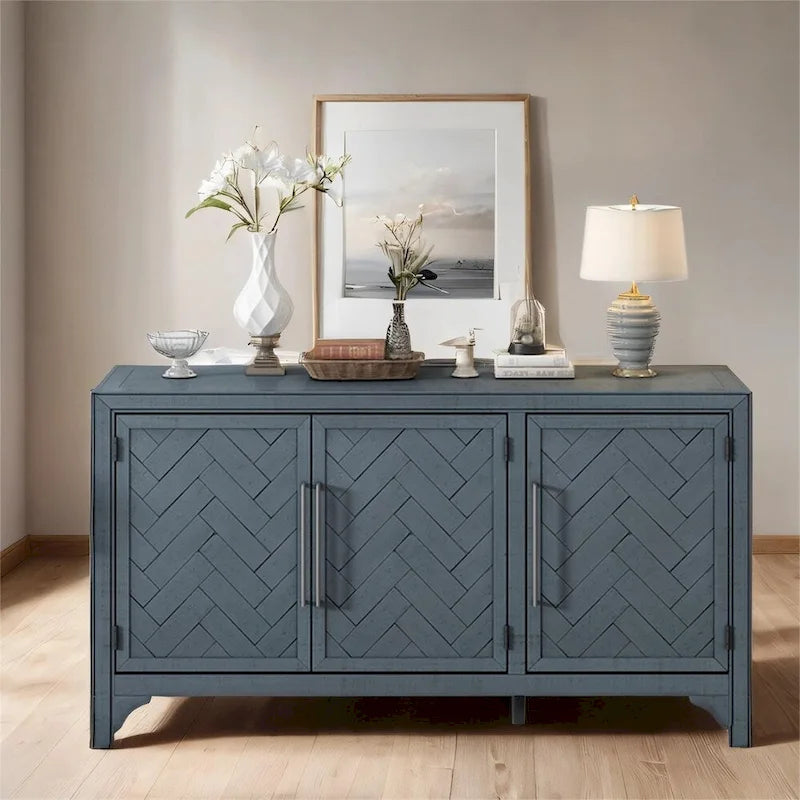 Madia/Mobile Contenitore a 3 Ante Grigio/Blu